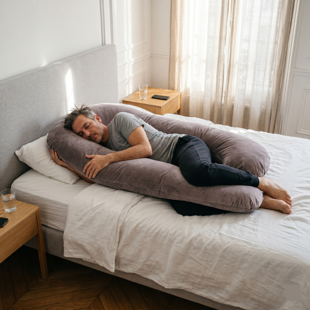 Homme étreignant le CoolNight pour soulager dos et hanches